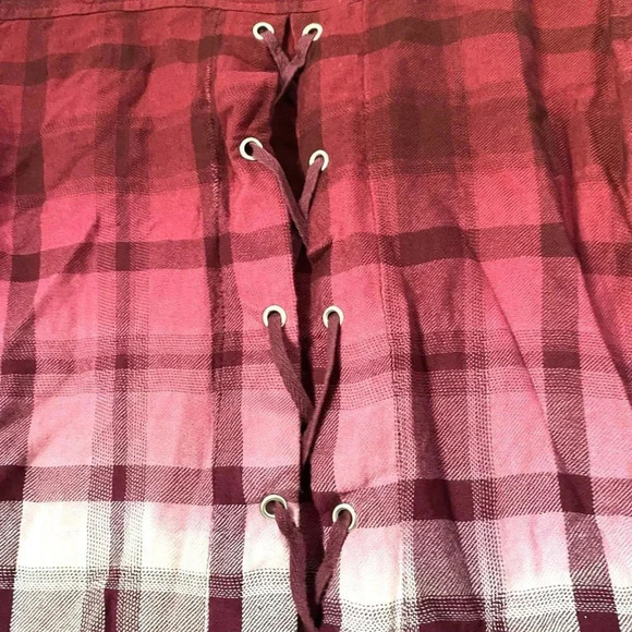 NWOT Justice Girls Maroon Pink & White Checked Full Sleeved Shirt Size 14-16 - Picture 7 of 9